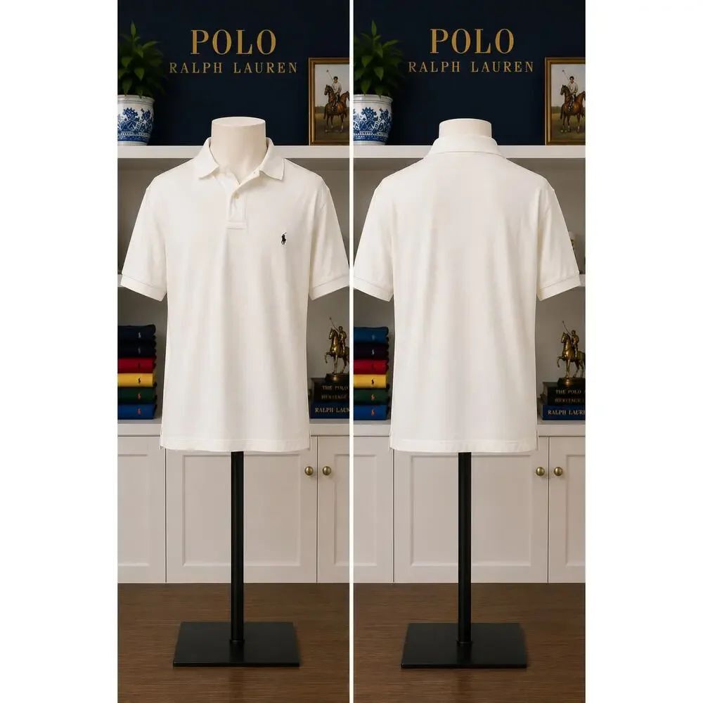 VTG 90s Polo Ralph Lauren Cream Polo Shirt XL Embroidered Pony Classic Fit